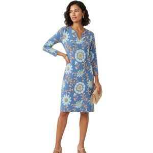 J. McLaughlin Carly Dress Sz S Blue Catalina Cloth Coastal Quiet Luxury Preppy
